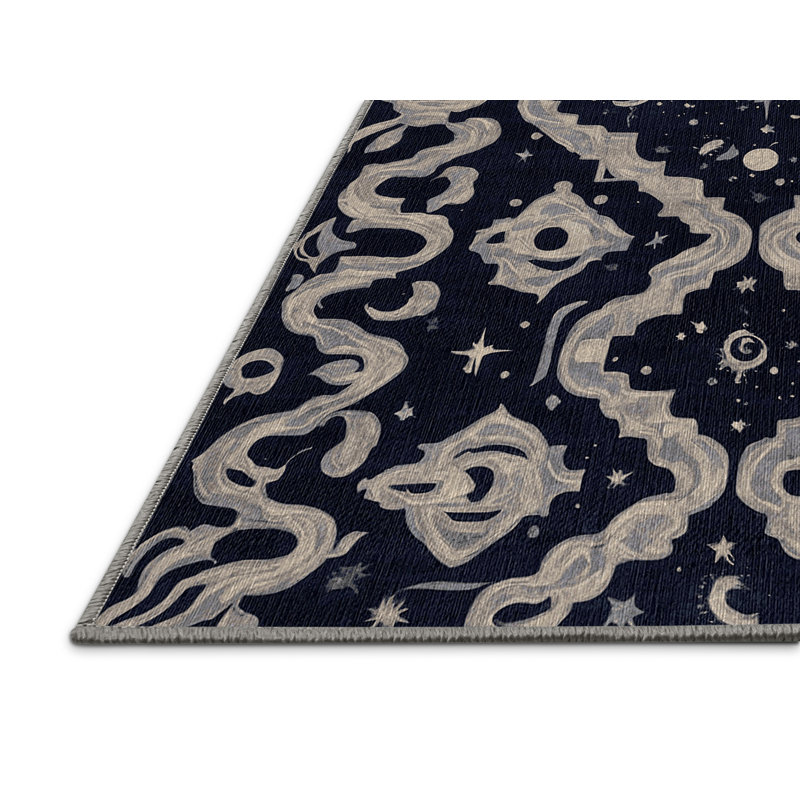 Machine Washable Gray Area Rug, Round 5'
