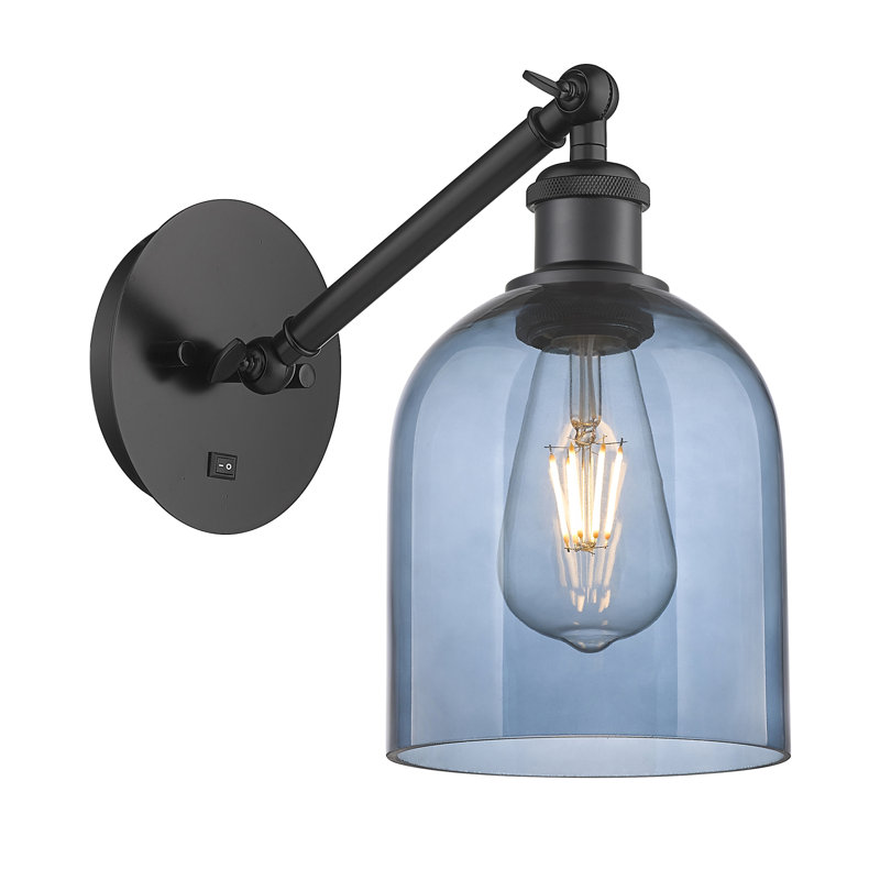 Odaniel Steel Armed Sconce, Princess Blue, Matte Black