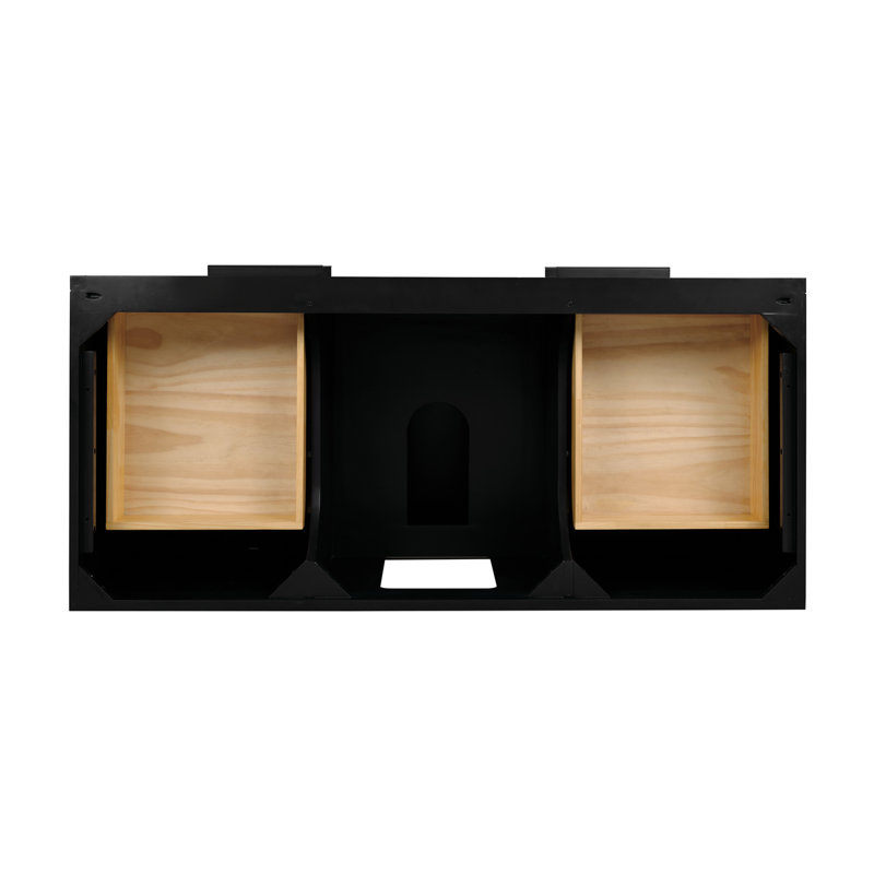 Diamond 48'' W Single Vanity, Italian Carrara Marble, Matte Black, Walnut