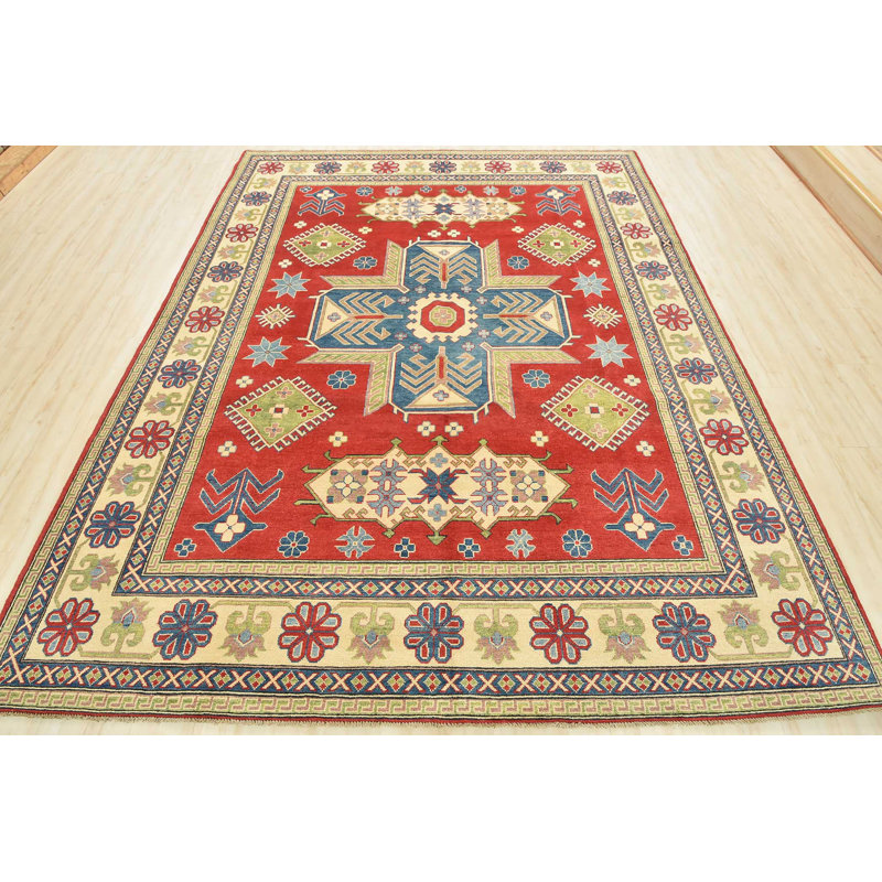 Tapis oriental rouge en laine noué à la main Nabeel