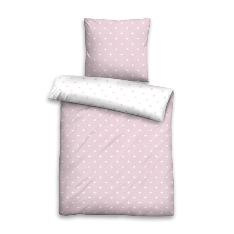 Mix & Match 100% Cotton Reversible Duvet Cover, Pink, 155 x 200cm Duvet Cover