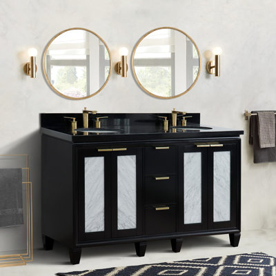 Schreck 61'' Double Bathroom Vanity with Granite Top