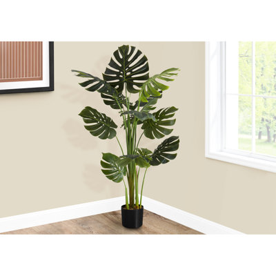55-Inch Tall Artificial - Indoor Decorative Faux With Leaves In Black Vessel For Decor Plant Adjustable Pottery