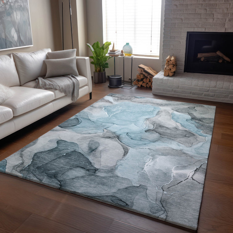 Premium Machine Washable Cerrito AMF504 Teal Rug