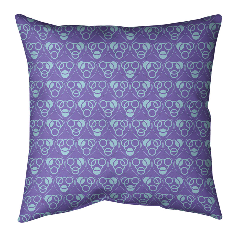 Coussin décoratif à cercles Waves intérieur/extérieur, 18 po x 18 po, Mauve / bleu sarcelle, Polyester filé