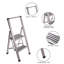 Échelle moderne en aluminium 2 marches Sorfey Premium. Léger, profil ultra mince, marches antidérapantes, robuste et portable pour la maison, le bureau, la cuisine, la photographie, finition en aluminium