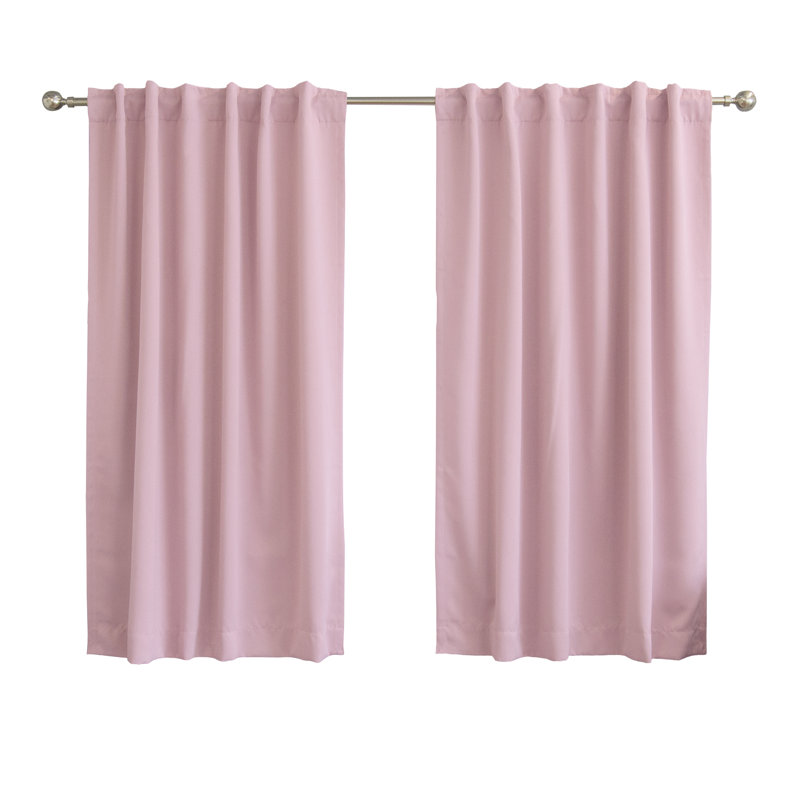 Bantam Solid Blackout Thermal Rod Pocket Curtain Panels, Light Pink, 52" W x 63" L