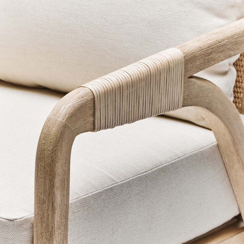 Fauteuil en cuir Delray de 27,5 po de largeur, Cuir véritable crème naturel, Cérusé blanc