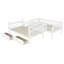 Lit convertible simple au-dessus de lits simples avec tiroirs de rangement, chambre moderne rustique en bois de pin-1887961034