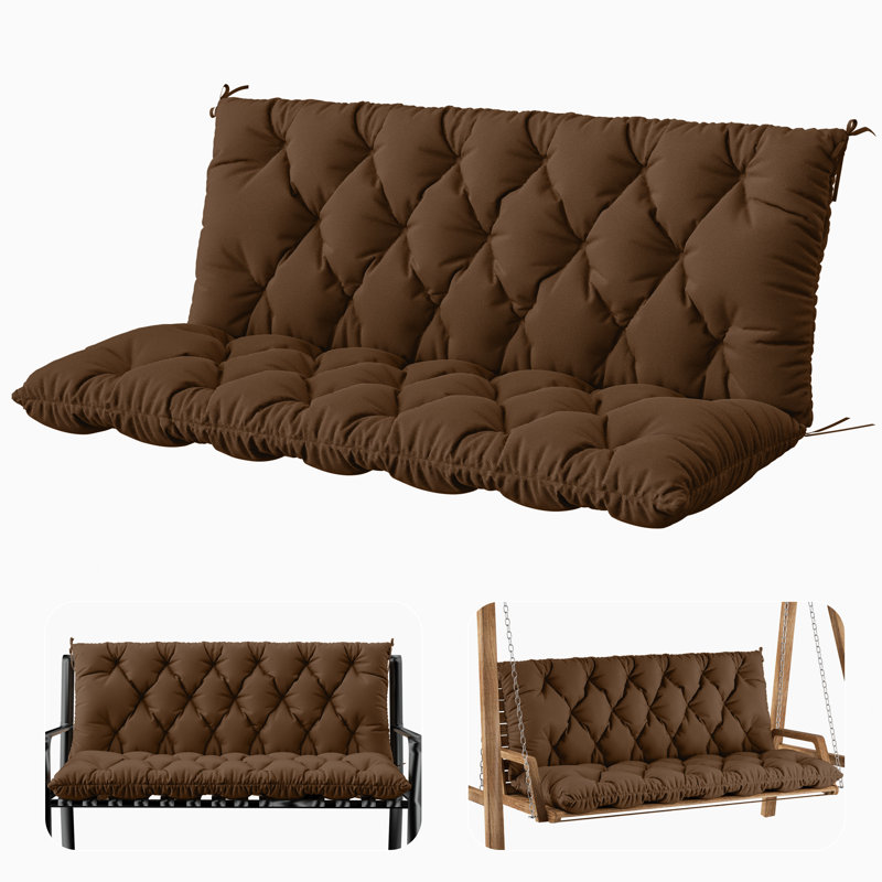 Coussin de banc d'extérieur Wynee, L 59,5 po x P 20 po, Brun