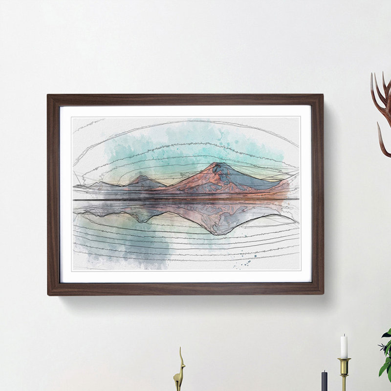 Reflection upon a Lake in Chile in Abstract - Picture Frame Graphic Art Print, 27cm H x 36cm W x 2cm D, Walnut Framed