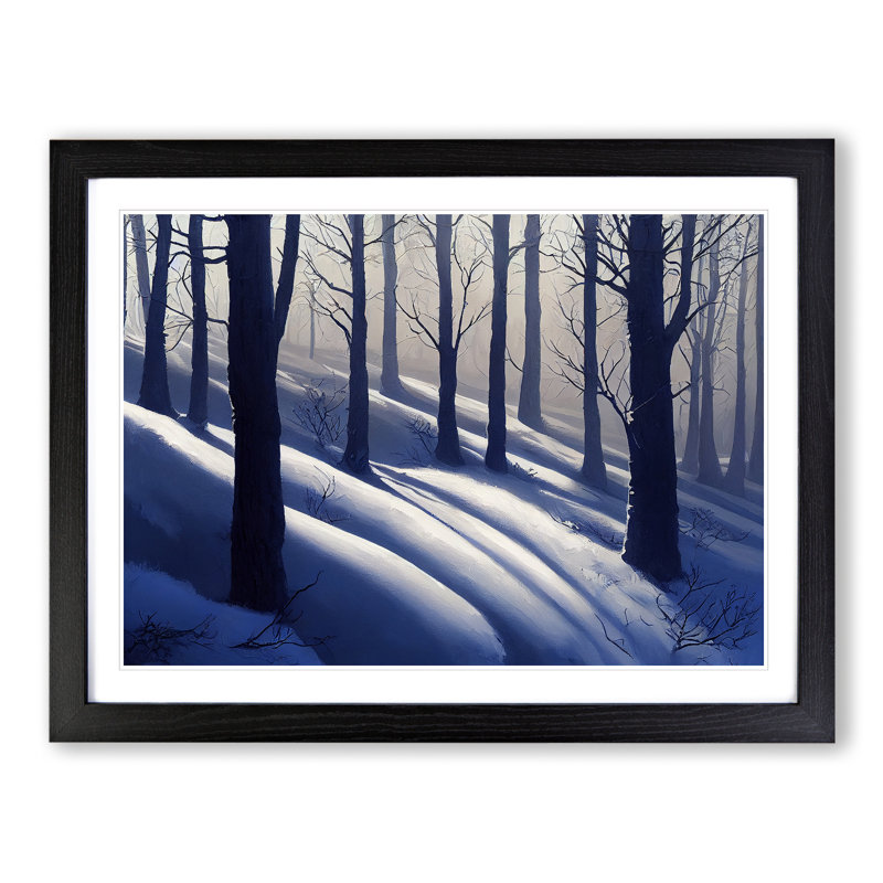 Snowy Winter Forest Vol.4 - Single Picture Frame Print, Black, 46cm H x 64cm W x 2cm D