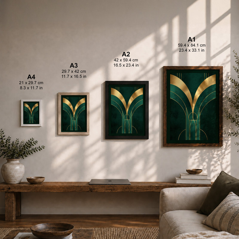 Golden Arches Art Deco - Framed Print, A3 - 42.0 x 29.7 cm, White