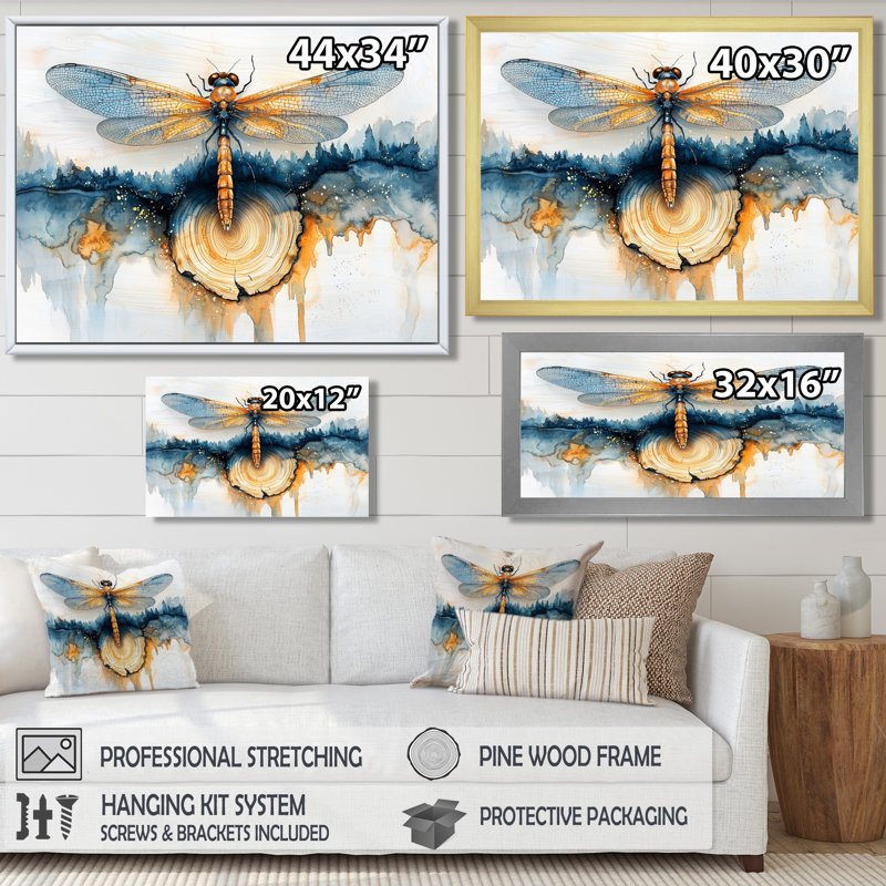Art moderne libellule Serenade I - Libellule, H 30 po x l 40 po, Toile tendue, Ne s’applique pas