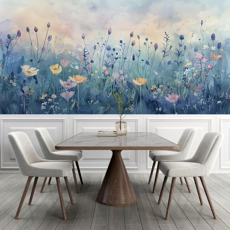 Papier peint Dreamy Watercolor Meadow, L 108 po x l 96 po