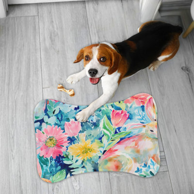 Cute Bunny Patterns - 1 Piece Bone Shape Feeding Mat