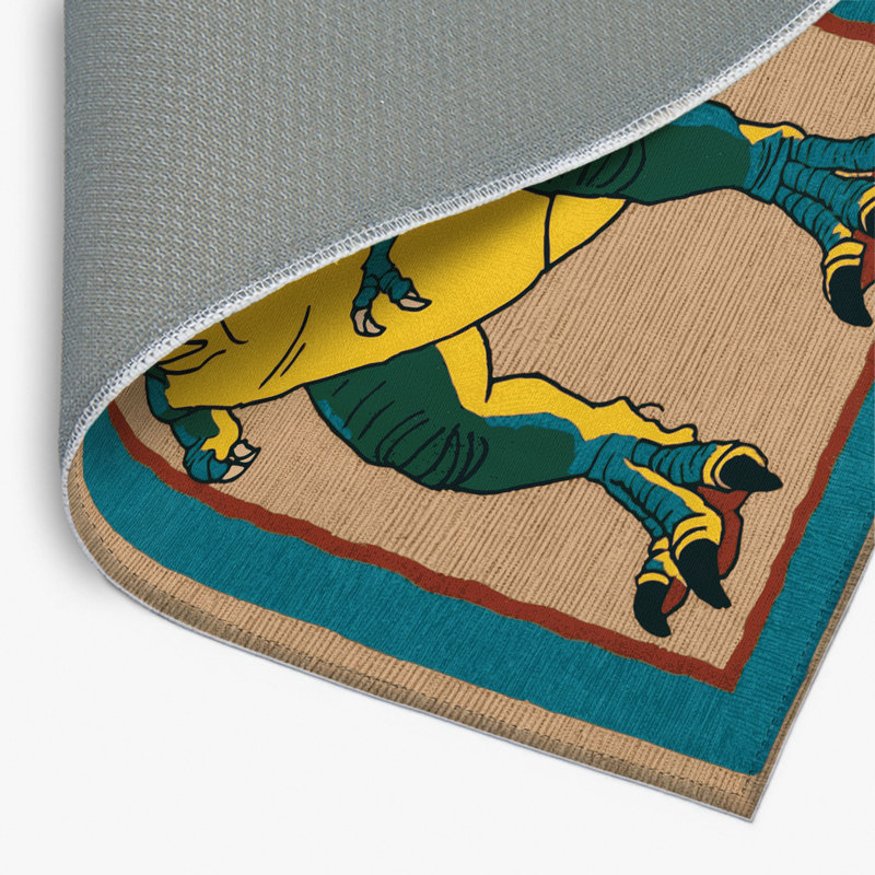 Dinosaurs Brown Indoor and Outdoor Area Rug, Rectangle 2' x 3'