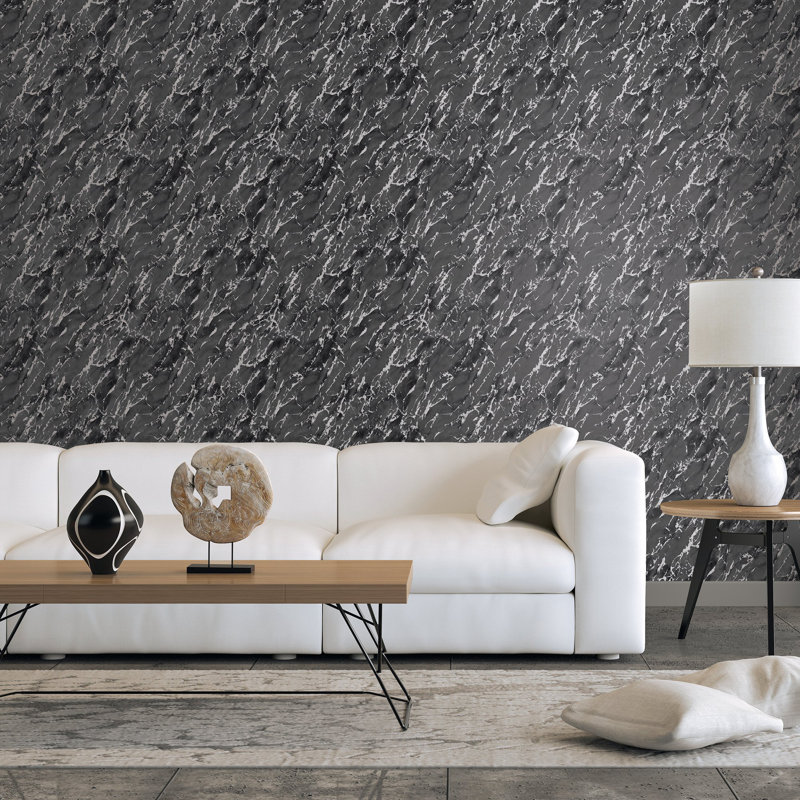 Special FX 2 Collection Metallic Marble Effect Wallpaper Roll, Black