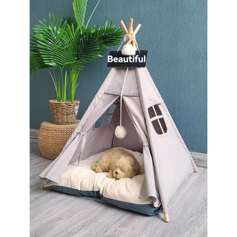 Fulater Cotton Tent Pet Bed, Medium Size 25.4" L x 25.4" W