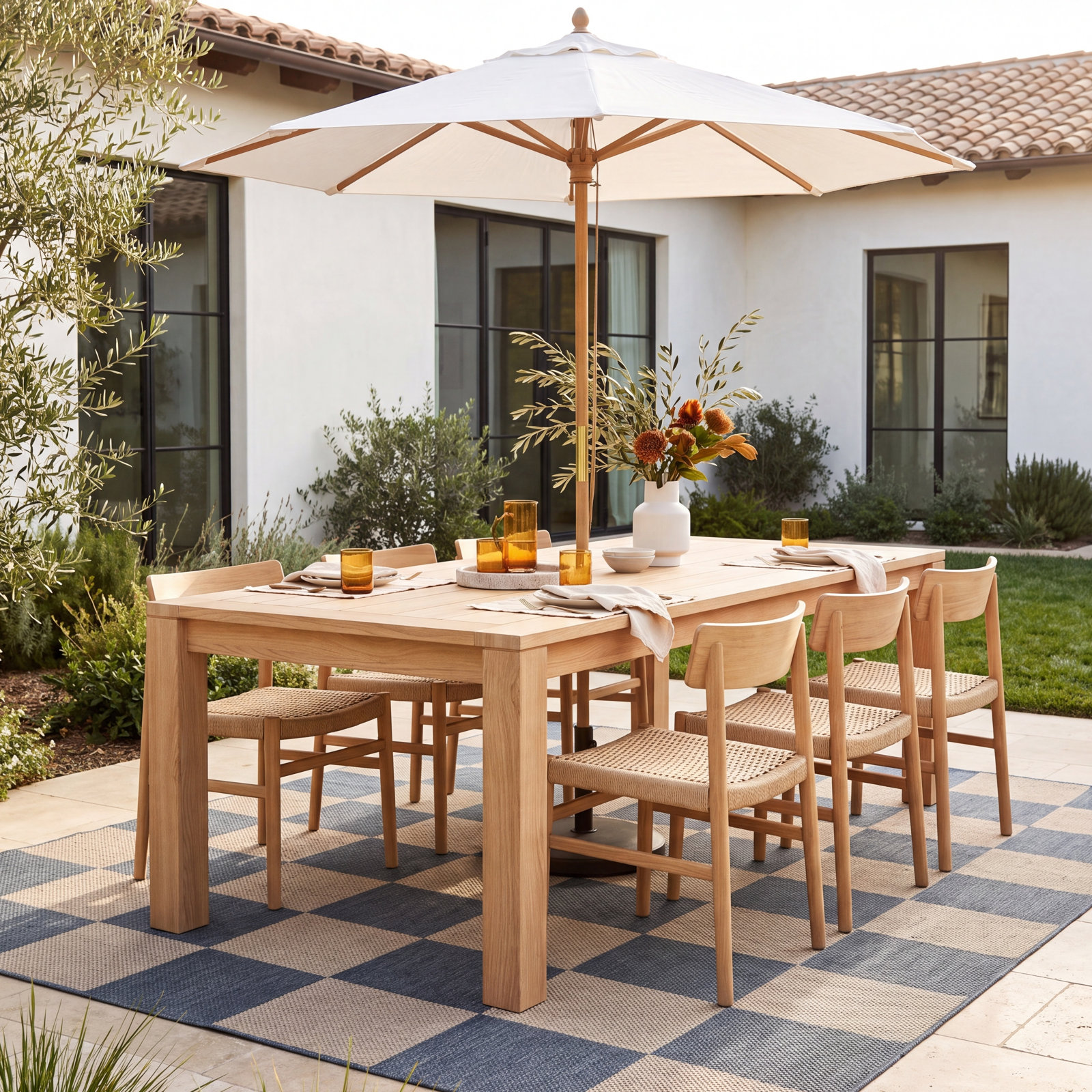 Hodges Teak Patio Dining Table, 87" L x 30" H x 39" D