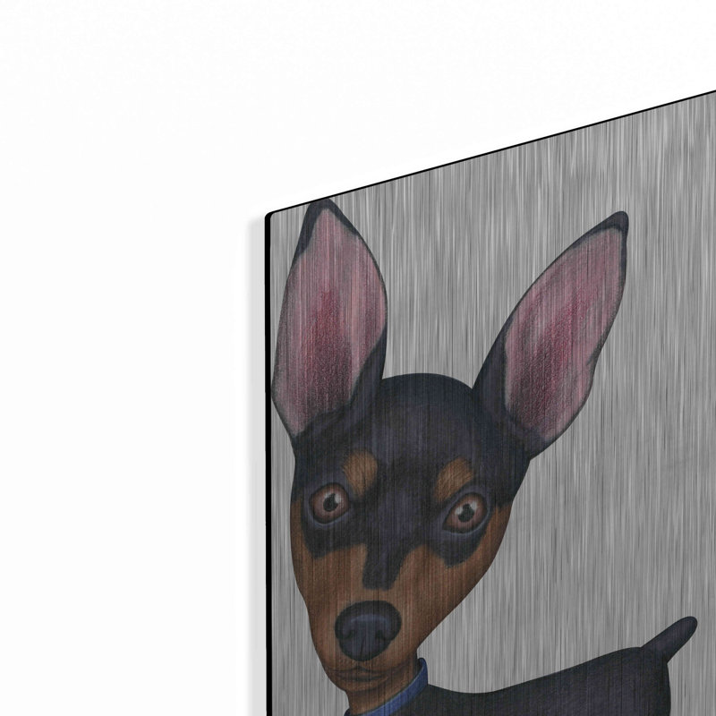 Art mural en métal Lark Manor ™ «Miniature Pinscher Blue Collar» par Danny Gordon