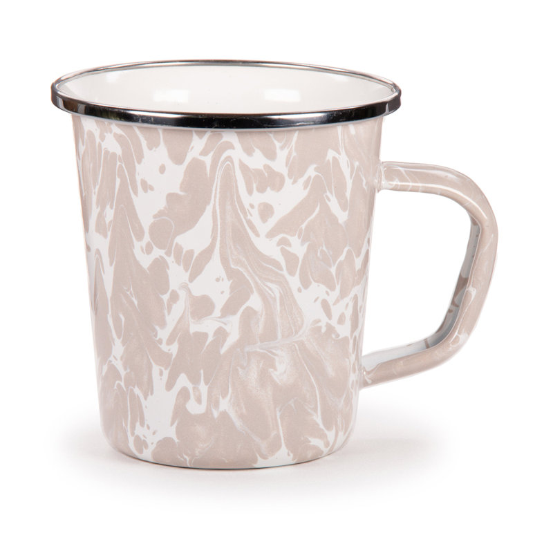 Set of 4 Solid Red Latte Mugs, Taupe Swirl