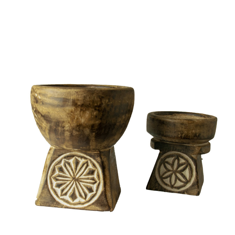 2 Piece Wood Tabletop Dish Set