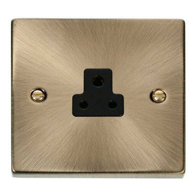 Antique Brass 1 Gang 2A Round Pin Socket
