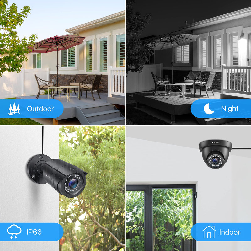 8CH DVR Security Camera System with 1TB HDD , 8 x 2MP Bullet/Dome Camera Outdoor, Motion Detection