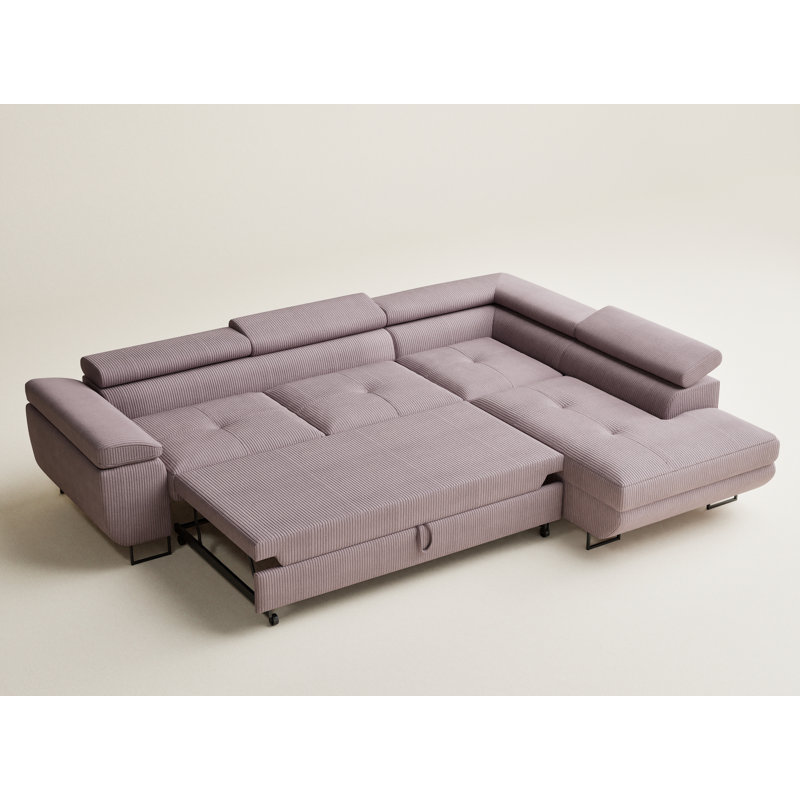4 Seater Velvet Corner Sofa , Purple, Right Hand Facing