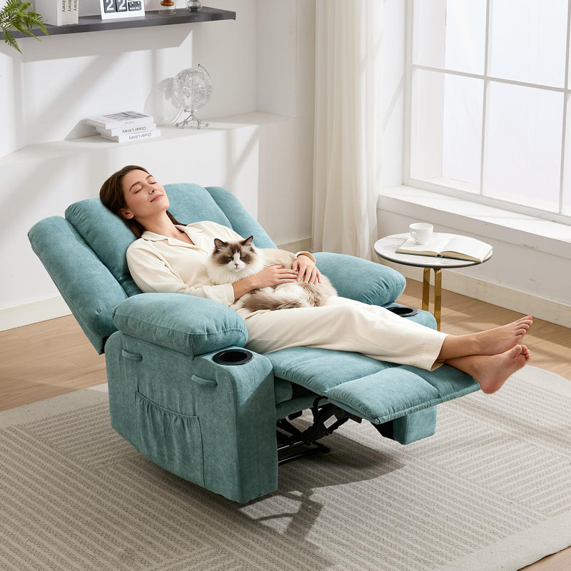 Fauteuil inclinable chauffant en lin avec massage chauffant Linen