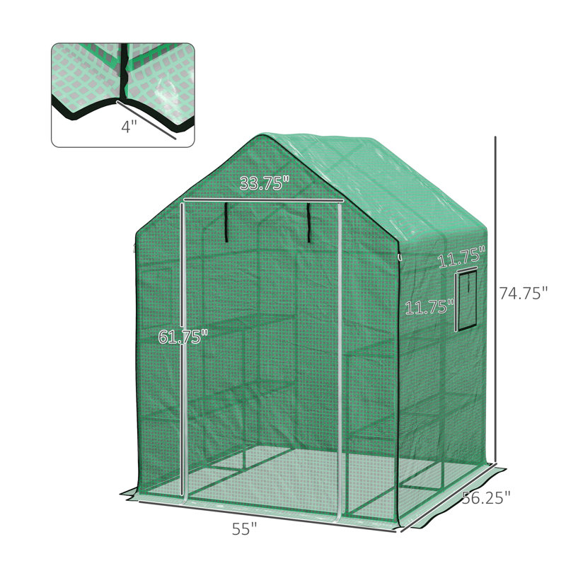 Greenhouse, 74.75" H x 55" W x 56.25" D, Dark Green