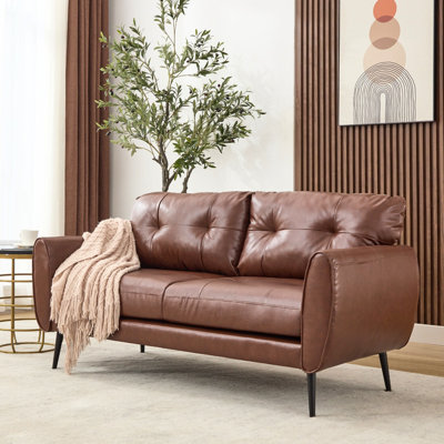 Corvo 61' Faux Leather Flared Arms Loveseat