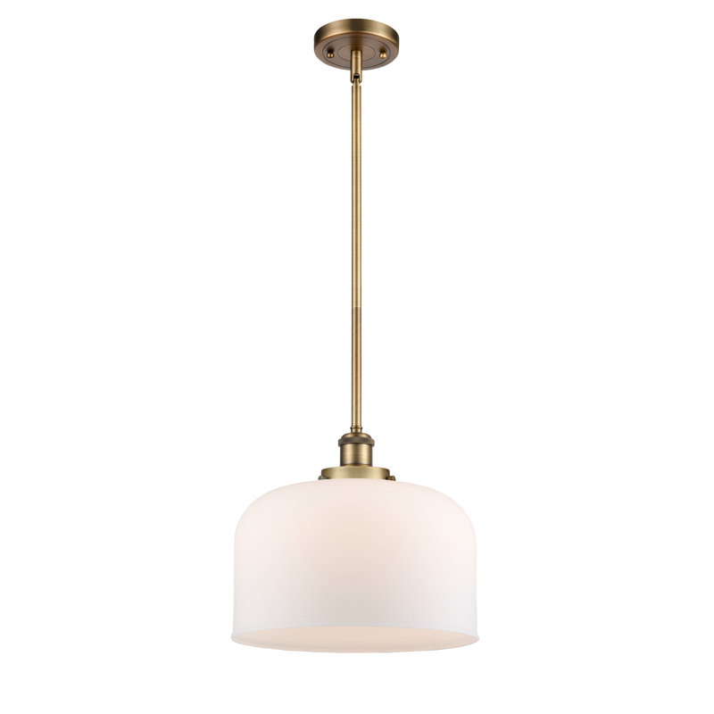 Ballston Urban Bell - 1 Light 12" Stem Hung Mini Pendant, LED, Matte White, Brushed Brass