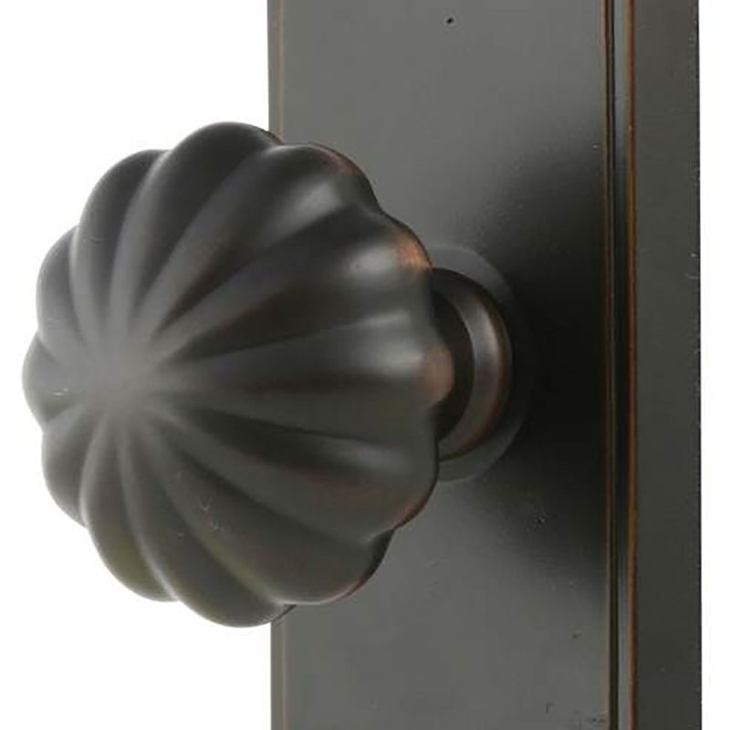 Passage Melon Knob with Rectangular Rose, Oil Rubbed Bronze