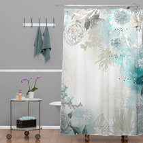 YUSDECOR Teal Gray Contemporary Turquoise and Grey Abstract Painting White Bathroom  Decor Bath Shower Curtain 60x72 inch 