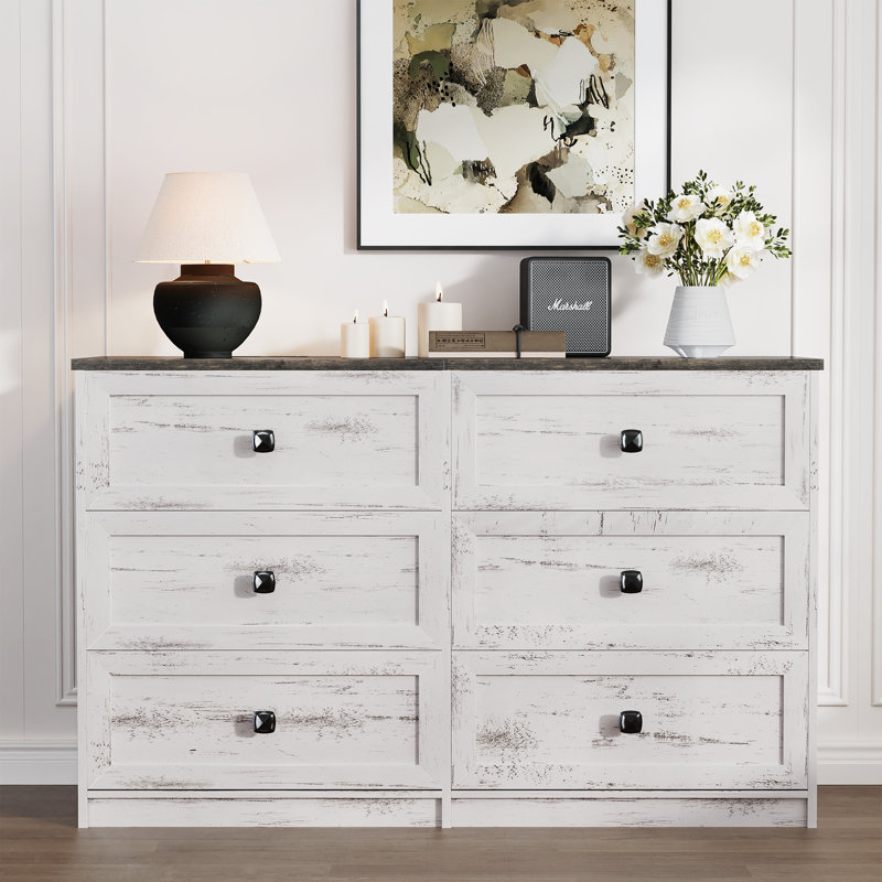 Modern Vanity Dresser With Led Mirror And Wireless Charging, White