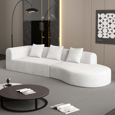 Boneless Extra Large 4-Seat Deep Corduroy Modular Sofa (123"X37") For Living Rooms, Soft Touch & No Assembly Required