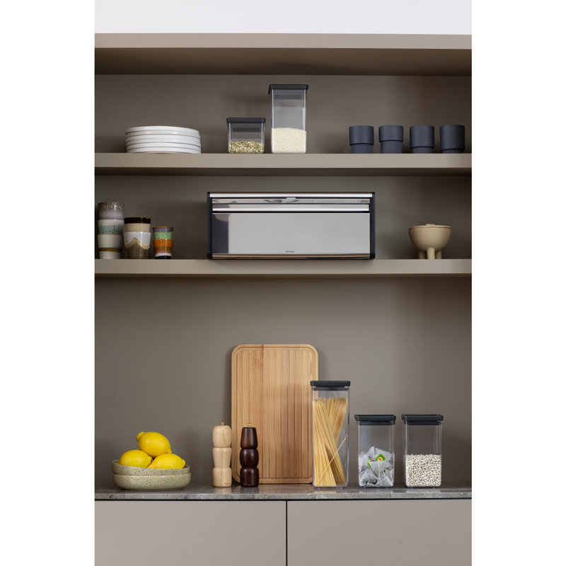 Brabantia Fall Front Bread Bin, Silver