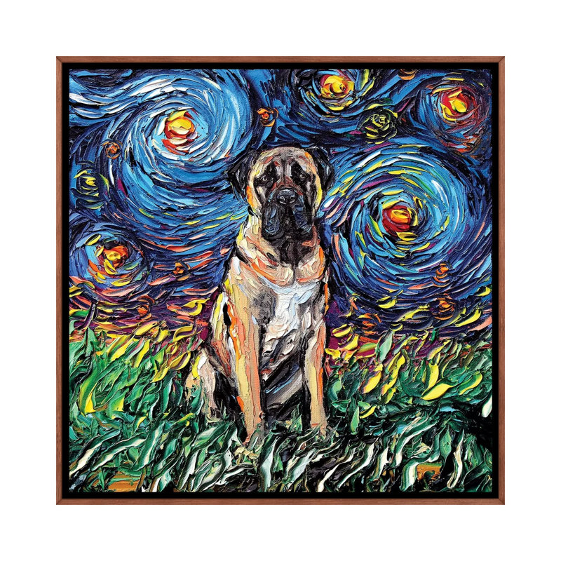 « Fawn Mastiff Night » par aja Trèves, reproduction d’art, Pas de tapis, H 37 po x l 37 po x P 1,5 po