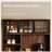 47.24" Walnut Finish Pine Sideboard, Glass Wine Cabinet & Tea Cabinet for Living Room