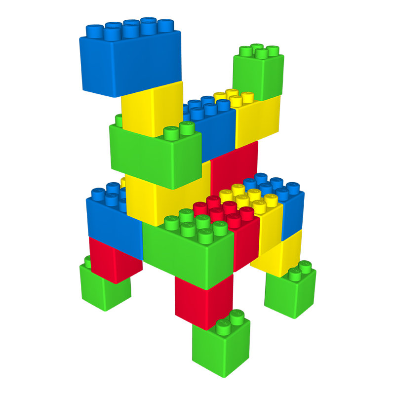 Waloo Jumbo Building Blocks Set for Kids, 43 Pieces, Multicolor Plastic