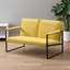 Pour le salon et la chambre à coucher, fauteuil d'appoint moderne 2 places, structure entièrement en métal, finition jaune