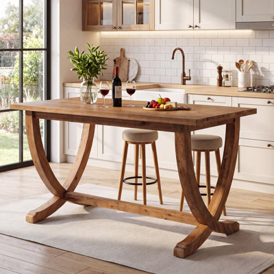 Solid Wood Counter Height Table, 59" High Top Kitchen Table