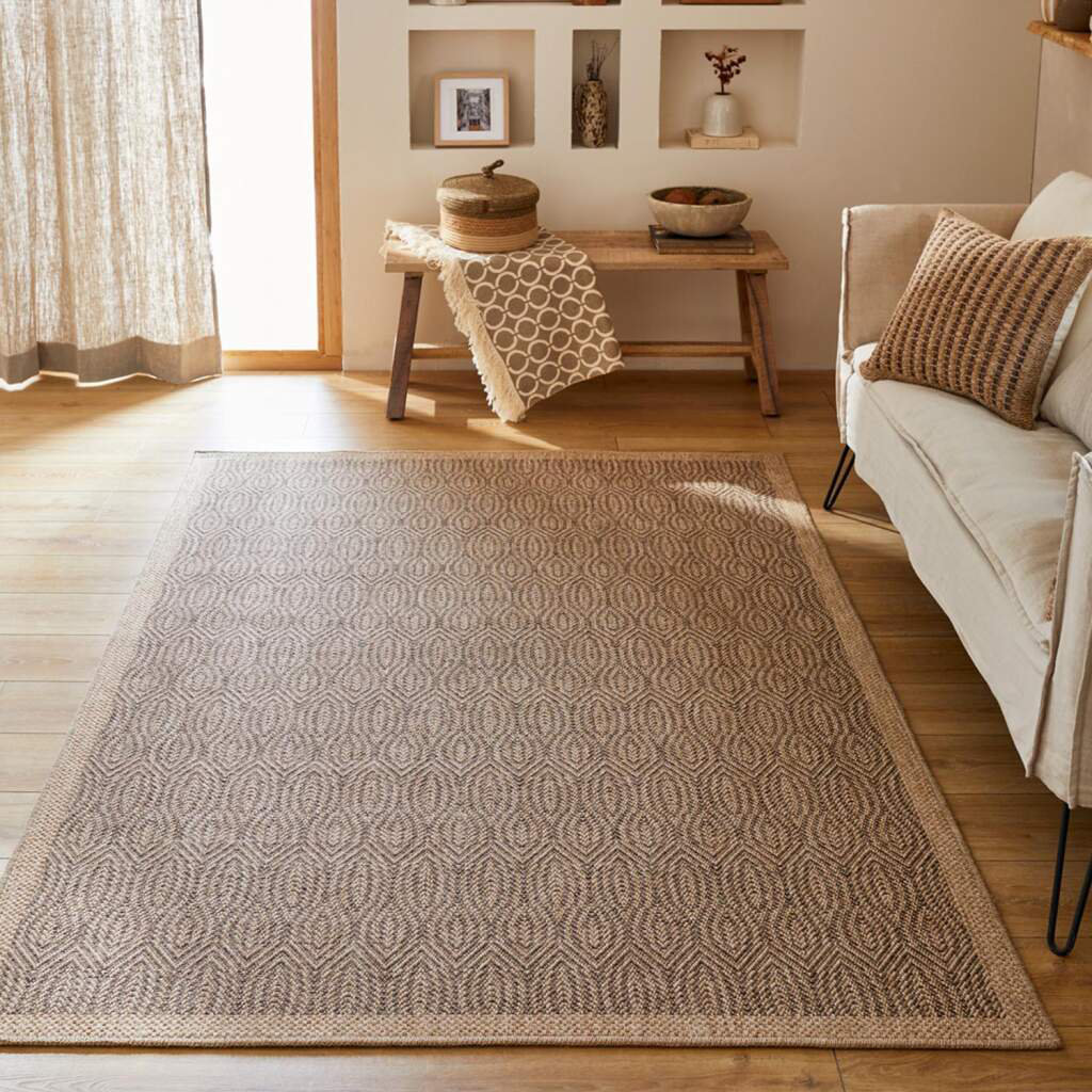 Teppich Wohnzimmer Jute-Look Beige