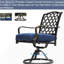 Ensemble de 7 chaises de patio avec table en métal, chaises et coussins bleu marine, étable pour pelouse de jardin