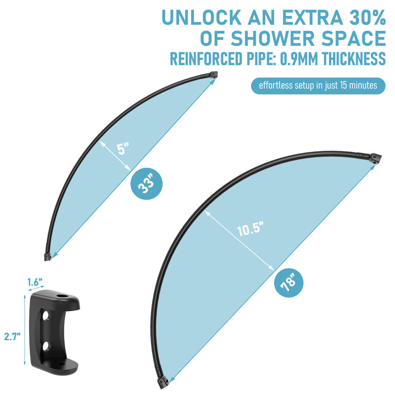 72'' Curved Fixed Shower Curtain Rod, Black