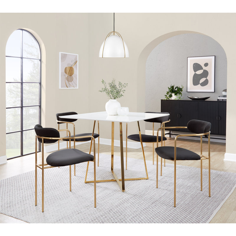 Bellatrix 18'' H Velvet Upholstered Metal Armchair, Black Velvet