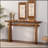 Walnut MDF Console Table 55 Inch Narrow Entryway Sofa Table with Double Support Frame