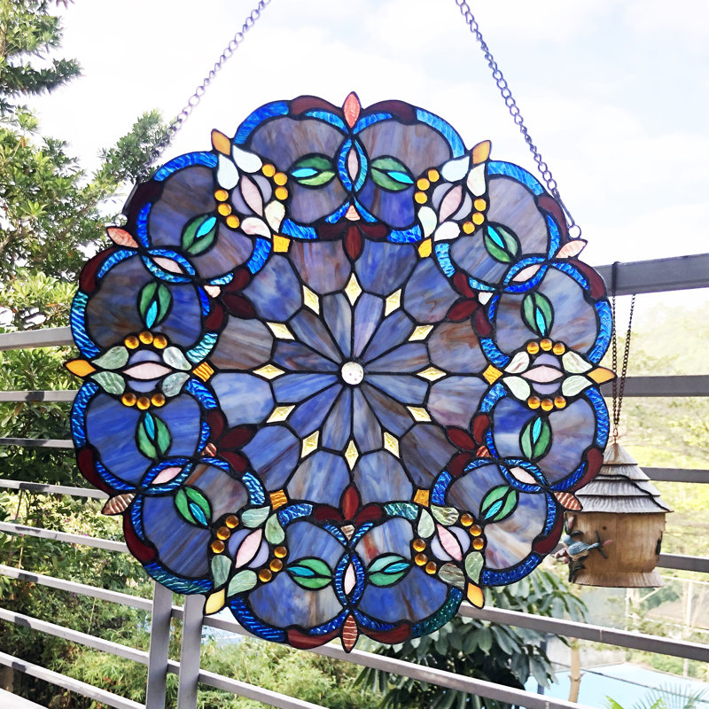 Panneau de vitrail en verre coloré Henninger